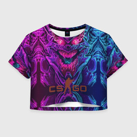 Женская футболка Crop-top 3D с принтом CS GO Hyper Beast в Курске, 100% полиэстер | круглая горловина, длина футболки до линии талии, рукава с отворотами | 2019 | computer game | counter strike | cs | cs go | csgo | dota | dota2 | game | howl | hyperbeast | warning | автомат | вой | го | игрок | компьютерная игра | контр страйк | контра | кс | оружие | турнир