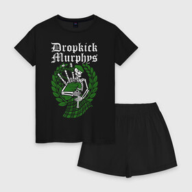 Женская пижама с шортиками хлопок с принтом Dropkick Murphys в Курске, 100% хлопок | футболка прямого кроя, шорты свободные с широкой мягкой резинкой | celtic punk | dropkick murphys | hardcore | oi | punk | группы | кельтский панк | музыка | панк | рок | стрит панк | фолк панк