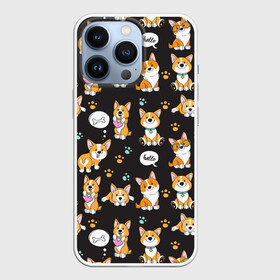 Чехол для iPhone 13 Pro с принтом Милые пёсики в Курске,  |  | animal | black | cute | dog | friendship | funny | heart | sweet | tail | white | yellow | белый | верность | графика | дружба | желтый | жи | кость | лапы | малыш | мило | очки | ошейник | пёс | пёсик | порода | преданность | псина | сердце | сла