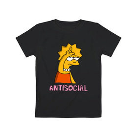 Детская футболка хлопок с принтом Лиза Симпсон Antisocial в Курске, 100% хлопок | круглый вырез горловины, полуприлегающий силуэт, длина до линии бедер | antisocial | антисоциальный | лиза | лиза симпсон | симпсон