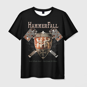 Мужская футболка 3D с принтом HammerFall в Курске, 100% полиэфир | прямой крой, круглый вырез горловины, длина до линии бедер | hammerfall | heavy metal | metal | группа | метал | музыка | пауэр метал | рок | хэви метал