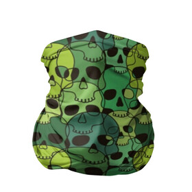 Бандана-труба 3D с принтом Зеленые черепа в Курске, 100% полиэстер, ткань с особыми свойствами — Activecool | плотность 150‒180 г/м2; хорошо тянется, но сохраняет форму | anger | black | death | drawing | green | horror | illustration | lime | look | marsh | scary | skull | terrible | болотный | взгляд | зеленый | злость | иллюстрация | рисунок | салатовый | страшный | ужас | ужасный | черепа | черный