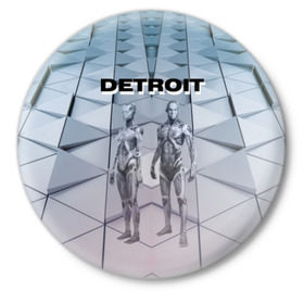 Значок с принтом Detroit: Вecome Human в Курске,  металл | круглая форма, металлическая застежка в виде булавки | 3d | cтать человеком | detroit city | detroit: вecome human | игра | интерактивная | квест | кинематограф | приключения | франция