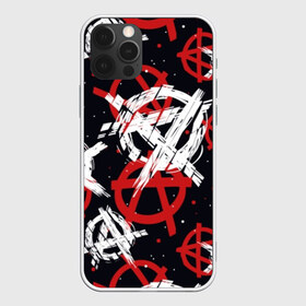 Чехол для iPhone 12 Pro Max с принтом Анархия в Курске, Силикон |  | anarchy | black | color | dots | emblem | red | sign | symbol | white | анархия | белый | знак | красный | символ | точки | цвет | черный | эмблема