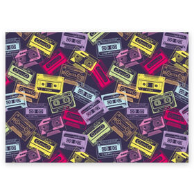 Поздравительная открытка с принтом Разноцветные кассеты в Курске, 100% бумага | плотность бумаги 280 г/м2, матовая, на обратной стороне линовка и место для марки
 | audio | drawing | green | mauve | multicolored | music | purple | retro | turquoise | vintage | yellow | аудио | бирюза | винтаж | желтый | зеленый | кассета | лиловый | музыка | разноцветные | ретро | рисунок | фиолетовый