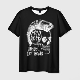 Мужская футболка 3D с принтом Панки не умирают в Курске, 100% полиэфир | прямой крой, круглый вырез горловины, длина до линии бедер | Тематика изображения на принте: dude | guy | illustration | mohawk | music | negative | punk rock | punks | retro | skull | style | vintage | винтаж | иллюстрация | ирокез | музыка | негатив | панк рок | панки | парень | ретро | стиль | череп | чувак