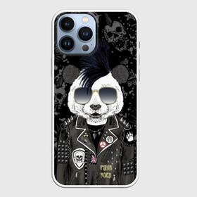 Чехол для iPhone 13 Pro Max с принтом Панда в косухе в Курске,  |  | anarchy | bear | color | cool | icon | jacket | mohawk | music | panda | piercing | punk | purple | rock | skull | white | аксессуар | анархия | белый | значок | ирокез | круто | куртка | медведь | музыка | одежда | очки | панда | панк |