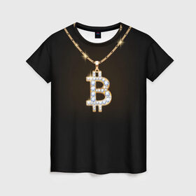 Женская футболка 3D с принтом Бриллиантовый биткоин в Курске, 100% полиэфир ( синтетическое хлопкоподобное полотно) | прямой крой, круглый вырез горловины, длина до линии бедер | Тематика изображения на принте: bitcoin | black | chain | color | diamond | emblem | gold | golden | hip hop | logo | luxury | money | style | symbol | алмаз | блеск | блестящий | бриллиант | валюта | деньги | знак | золото | золотой | криптовалюта | кулон | логотип | люкс | роскошь | с