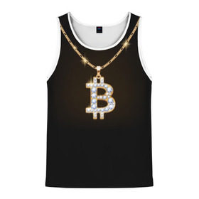 Мужская майка 3D с принтом Бриллиантовый биткоин в Курске, 100% полиэстер | круглая горловина, приталенный силуэт, длина до линии бедра. Пройма и горловина окантованы тонкой бейкой | Тематика изображения на принте: bitcoin | black | chain | color | diamond | emblem | gold | golden | hip hop | logo | luxury | money | style | symbol | алмаз | блеск | блестящий | бриллиант | валюта | деньги | знак | золото | золотой | криптовалюта | кулон | логотип | люкс | роскошь | с