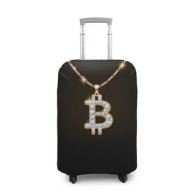 Чехол для чемодана 3D с принтом Бриллиантовый биткоин в Курске, 86% полиэфир, 14% спандекс | двустороннее нанесение принта, прорези для ручек и колес | bitcoin | black | chain | color | diamond | emblem | gold | golden | hip hop | logo | luxury | money | style | symbol | алмаз | блеск | блестящий | бриллиант | валюта | деньги | знак | золото | золотой | криптовалюта | кулон | логотип | люкс | роскошь | с