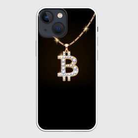 Чехол для iPhone 13 mini с принтом Бриллиантовый биткоин в Курске,  |  | bitcoin | black | chain | color | diamond | emblem | gold | golden | hip hop | logo | luxury | money | style | symbol | алмаз | блеск | блестящий | бриллиант | валюта | деньги | знак | золото | золотой | криптовалюта | кулон | логотип | люкс | роскошь | с