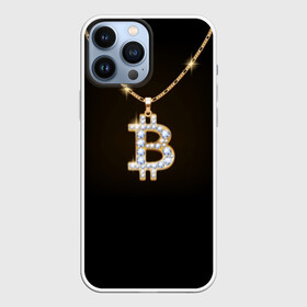 Чехол для iPhone 13 Pro Max с принтом Бриллиантовый биткоин в Курске,  |  | Тематика изображения на принте: bitcoin | black | chain | color | diamond | emblem | gold | golden | hip hop | logo | luxury | money | style | symbol | алмаз | блеск | блестящий | бриллиант | валюта | деньги | знак | золото | золотой | криптовалюта | кулон | логотип | люкс | роскошь | с