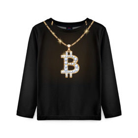 Детский лонгслив 3D с принтом Бриллиантовый биткоин в Курске, 100% полиэстер | длинные рукава, круглый вырез горловины, полуприлегающий силуэт
 | bitcoin | black | chain | color | diamond | emblem | gold | golden | hip hop | logo | luxury | money | style | symbol | алмаз | блеск | блестящий | бриллиант | валюта | деньги | знак | золото | золотой | криптовалюта | кулон | логотип | люкс | роскошь | с