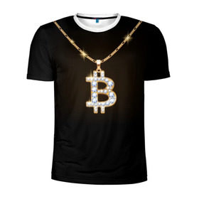 Мужская футболка 3D спортивная с принтом Бриллиантовый биткоин в Курске, 100% полиэстер с улучшенными характеристиками | приталенный силуэт, круглая горловина, широкие плечи, сужается к линии бедра | Тематика изображения на принте: bitcoin | black | chain | color | diamond | emblem | gold | golden | hip hop | logo | luxury | money | style | symbol | алмаз | блеск | блестящий | бриллиант | валюта | деньги | знак | золото | золотой | криптовалюта | кулон | логотип | люкс | роскошь | с