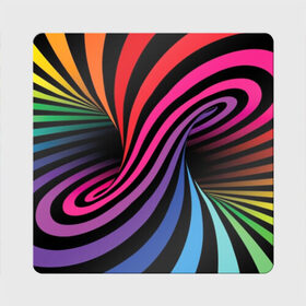 Магнит виниловый Квадрат с принтом Метаморфозы в Курске, полимерный материал с магнитным слоем | размер 9*9 см, закругленные углы | abstraction | black | blue | color | green | hypnosis | illusion | orange | p | rainbow | red | tunnel | yellow | абстракция | галлюцинации | гипноз | желтый | зеленый | иллюзия | красный | оранжевый | полосы | психоделика | радуга | разноцветны