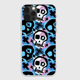 Чехол для iPhone 12 Pro Max с принтом Черепа в Курске, Силикон |  | black | blue | crosses | graffiti | halloween | ornament | pattern | pink | skull | white | белый | граффити | кресты | орнамент | розовый | синий | узор | хэллоуин | черепа | черный