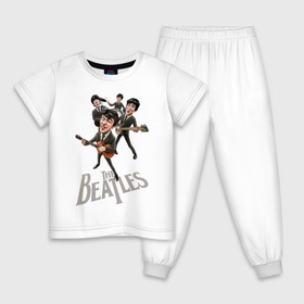 Детская пижама хлопок с принтом The Beatles в Курске, 100% хлопок |  брюки и футболка прямого кроя, без карманов, на брюках мягкая резинка на поясе и по низу штанин
 | Тематика изображения на принте: george harrison | john lennon | paul mccartney | psychedelic rock | ringo starr | the beatles | англия | ансамбль | джон леннон | джордж харрисон | пол маккартни | психоделический рок | ринго старр