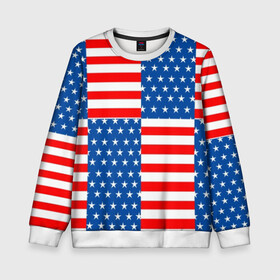 Детский свитшот 3D с принтом США в Курске, 100% полиэстер | свободная посадка, прямой крой, мягкая тканевая резинка на рукавах и понизу свитшота | flag | stars | usa | usa flag | америка | американский флаг | звезды | надписи | полосы | сша | флаг | флаг сша