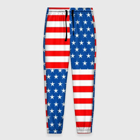 Мужские брюки 3D с принтом США в Курске, 100% полиэстер | манжеты по низу, эластичный пояс регулируется шнурком, по бокам два кармана без застежек, внутренняя часть кармана из мелкой сетки | flag | stars | usa | usa flag | америка | американский флаг | звезды | надписи | полосы | сша | флаг | флаг сша