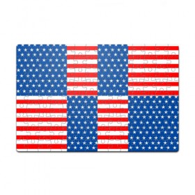 Пазл магнитный 126 элементов с принтом США в Курске, полимерный материал с магнитным слоем | 126 деталей, размер изделия —  180*270 мм | Тематика изображения на принте: flag | stars | usa | usa flag | америка | американский флаг | звезды | надписи | полосы | сша | флаг | флаг сша