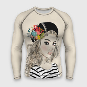 Мужской рашгард 3D с принтом Парижанка в берете в Курске,  |  | beauty | beret | black | blonde | chic | eyes | fashion | flowers | french | girl | lips | look | paris | stripes | style | white | woman | young | youth | белый | берет | блондинка | взгляд | глаза | губы | девушка | женщина | красотка | мода | молодая |