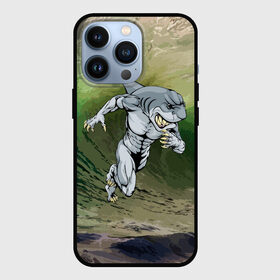 Чехол для iPhone 13 Pro с принтом Great White в Курске,  |  | Тематика изображения на принте: brawn | element | fangs | foam | grin | jaw | ocean | run | shark | teeth | wave | акула | бег | волна | зубы | клыки | мускулы | океан | оскал | пена | стихия