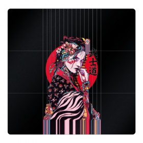 Магнитный плакат 3Х3 с принтом Гейша в Курске, Полимерный материал с магнитным слоем | 9 деталей размером 9*9 см | Тематика изображения на принте: beauty | black | bright | character | cool | decorations | flowers | geisha | girl | hairstyle | japan | kimon | lines | red | stripes | woman | young | девушка | женщина | иероглиф | кимоно | красный | красотка | круто | линии | молодая | полосы 