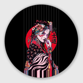 Коврик для мышки круглый с принтом Гейша в Курске, резина и полиэстер | круглая форма, изображение наносится на всю лицевую часть | beauty | black | bright | character | cool | decorations | flowers | geisha | girl | hairstyle | japan | kimon | lines | red | stripes | woman | young | девушка | женщина | иероглиф | кимоно | красный | красотка | круто | линии | молодая | полосы 