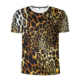 Мужская футболка 3D спортивная с принтом Шкура леопарда в Курске, 100% полиэстер с улучшенными характеристиками | приталенный силуэт, круглая горловина, широкие плечи, сужается к линии бедра | animal | cheeky | dangerous | leopard | nature | pattern | predator | skin | spots | wild | дерзкий | дикий | животное | леопард | опасный | природа | пятна | узор | хищник