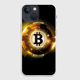 Чехол для iPhone 13 mini с принтом Золотой биткоин в Курске,  |  | bitcoin | black | business | coin | digital | electronic | emblem | future | golden | money | power | symbol | technology | web | yellow | бизнес | биткоин | будущее | валюта | веб | власть | деньги | желтый | жетон | золотой | криптовалюта | монета | сим