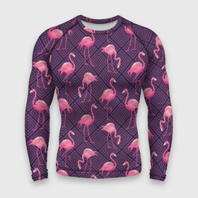 Мужской рашгард 3D с принтом Фламинго в Курске,  |  | abstraction | beak | bird | fauna | feathers | flamingo | flora | geometry | happiness | nature | pink | purple | tropical | tropics | абстракция | геометрия | клюв | перья | природа | птица | розовый | счастье | тропики | тропический | фауна | фиолетовый