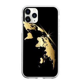 Чехол для iPhone 11 Pro Max матовый с принтом Золотая планета в Курске, Силикон |  | black | continent | earth | gold | map | planet | radiance | ray | world | земля | золото | карта | континент | луч | материк | мир | планета | сияние | черный