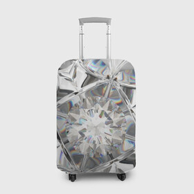 Чехол для чемодана 3D с принтом Бриллиантовый блеск в Курске, 86% полиэфир, 14% спандекс | двустороннее нанесение принта, прорези для ручек и колес | cut | diamond | gem | glitter | jewel | kaleidoscope | luxury | shine | sparkle | white | алмаз | белый | блеск | бриллиант | диамант | драгоценность | драгоценный камень | калейдоскоп | люкс | огранка | роскошь | сверкать | сияние