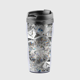 Термокружка-непроливайка с принтом Бриллиантовый блеск в Курске, внутренняя часть — пищевой пластик, наружная часть — прозрачный пластик, между ними — полиграфическая вставка с рисунком | объем — 350 мл, герметичная крышка | Тематика изображения на принте: cut | diamond | gem | glitter | jewel | kaleidoscope | luxury | shine | sparkle | white | алмаз | белый | блеск | бриллиант | диамант | драгоценность | драгоценный камень | калейдоскоп | люкс | огранка | роскошь | сверкать | сияние