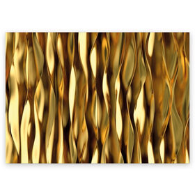 Поздравительная открытка с принтом Золотые волны в Курске, 100% бумага | плотность бумаги 280 г/м2, матовая, на обратной стороне линовка и место для марки
 | Тематика изображения на принте: abstraction | cool | glitter | gold | lines | luxury | metal | ribbons | shine | texture | абстракция | блеск | волны | золото | круто | ленты | линии | металл | прикольно | роскошь | сиять | текстура