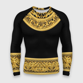 Мужской рашгард 3D с принтом Золотой орнамент в Курске,  |  | black | circle | curlicues | decor | glitter | gold | gold ornament | lux | luxury | monograms | pattern | yellow | блеск | вензеля | декор | желтый | завитушки | золото | золотой орнамент | круг | люкс | роскошь | узор | черный