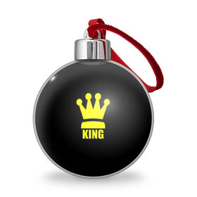 Ёлочный шар с принтом King в Курске, Пластик | Диаметр: 77 мм | Тематика изображения на принте: king | король | корона | прикол | шахматы