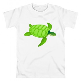 Мужская футболка хлопок с принтом Черепаха. в Курске, 100% хлопок | прямой крой, круглый вырез горловины, длина до линии бедер, слегка спущенное плечо. | большая | живность | животные | зелёная | море | морская | природа | черепаха
