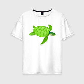 Женская футболка хлопок Oversize с принтом Черепаха в Курске, 100% хлопок | свободный крой, круглый ворот, спущенный рукав, длина до линии бедер
 | большая | живность | животные | зелёная | море | морская | природа | черепаха