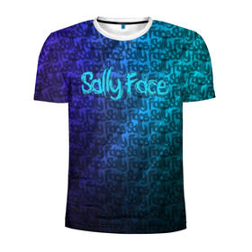 Мужская футболка 3D спортивная с принтом Sally Face (Pattern). в Курске, 100% полиэстер с улучшенными характеристиками | приталенный силуэт, круглая горловина, широкие плечи, сужается к линии бедра | 2019 | 3d | pattern | sally face | tekstura | абстракция | градиент | игра | лого | логотип | надпись | паттерн | стиль | текстура