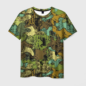 Мужская футболка 3D с принтом Камуфляж в Курске, 100% полиэфир | прямой крой, круглый вырез горловины, длина до линии бедер | abstraction | army | art | background | blue | camouflage | clothing | color | green | marsh | pattern | snake | stencil | uniform | абстракция | армия | арт | болотный | зеленый | змея | камуфляж | одежда | трафарет | узор | униформа | фон | цв