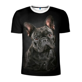 Мужская футболка 3D спортивная с принтом Французский бульдог в Курске, 100% полиэстер с улучшенными характеристиками | приталенный силуэт, круглая горловина, широкие плечи, сужается к линии бедра | Тематика изображения на принте: animal | background | beast | black | breed | bulldog | cool | cute | dog | ears | french | jaw | look | muzzle | portrait | wool | бульдог | взгляд | животное | зверь | милый | пёс | порода | портрет | прикольно | псина | собака | уши | фон | фра