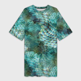 Платье-футболка 3D с принтом Чешуя русалки в Курске,  |  | blue | color | fish | gray | green | mermaid | neyad | pattern | scales | sea | siren | skin | turquoise | wallpaper | water | бирюзовый | вода | зеленый | кожа | море | неяда | обои | паттерн | русалка | рыба | серый | сирена | цвет | чешуя