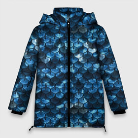 Женская зимняя куртка 3D с принтом Синяя чешуя в Курске, верх — 100% полиэстер; подкладка — 100% полиэстер; утеплитель — 100% полиэстер | длина ниже бедра, силуэт Оверсайз. Есть воротник-стойка, отстегивающийся капюшон и ветрозащитная планка. 

Боковые карманы с листочкой на кнопках и внутренний карман на молнии | blue | color | fish | gray | mermaid | neyad | pattern | scales | sea | shiny | siren | skin | turquoise | wallpaper | water | бирюзовый | блестящий | вода | кожа | море | неяда | обои | паттерн | русалка | рыба | серый | синий | сирена | цвет |