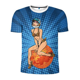 Мужская футболка 3D спортивная с принтом Пин - ап девушка ретро в Курске, 100% полиэстер с улучшенными характеристиками | приталенный силуэт, круглая горловина, широкие плечи, сужается к линии бедра | 