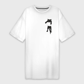 Платье-футболка хлопок с принтом Кися в кармане в Курске,  |  | Тематика изображения на принте: cat | арт | животные | карман | кися | кот | кот в кармане | котенок | коты | кошка