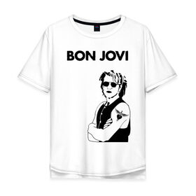 Мужская футболка хлопок Oversize с принтом Bon Jovi в Курске, 100% хлопок | свободный крой, круглый ворот, “спинка” длиннее передней части | bon jovi | альбом | арена | бон | бон джови | глэм | группа | джови | джон | метал | музыка | надпись | песни | поп | попрок | рок | рокер | смайл | солист | софт | стена | хард | хеви | хевиметал