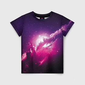 Детская футболка 3D с принтом Галактика в Курске, 100% гипоаллергенный полиэфир | прямой крой, круглый вырез горловины, длина до линии бедер, чуть спущенное плечо, ткань немного тянется | astronomy | cosmos | galaxy | nebula | stars | universe | астрономия | вселенная | галактика | звезды | космос | небьюла | цветная