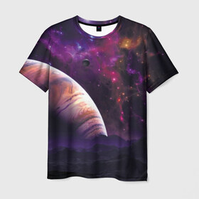 Мужская футболка 3D с принтом Космос в Курске, 100% полиэфир | прямой крой, круглый вырез горловины, длина до линии бедер | Тематика изображения на принте: astronomy | cosmos | galaxy | nebula | stars | universe | астрономия | вселенная | галактика | звезды | космос | небьюла | цветная