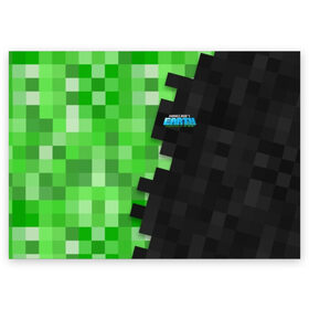 Поздравительная открытка с принтом Minecraft EARTH в Курске, 100% бумага | плотность бумаги 280 г/м2, матовая, на обратной стороне линовка и место для марки
 | craft | creeper | earth | game | green | logo | mine | minecraft | mobile | online | world | зеленый | земля | зомби | игра | крипер | лого | майкрафт | майнкрафт | мир | мобайл | онлайн | планета | синий | текстура